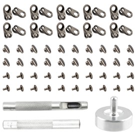 PandaHall 20 Set of Shoe Laces Hooks and 1 Set of Mounting Tool, Shoelaces with Rivets, Safety Shoelaces Made of Aluminium, Boots, Hook Eye Buckle for Camp Hike Climbing Boots, metallic