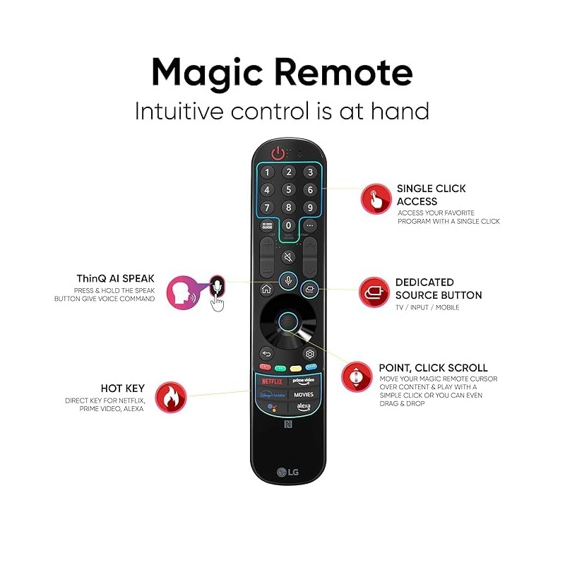 LG Magic Remote w/Magic Tap (NFC) MR22GN, 2022