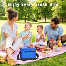 BuyAgain Lunch Bag, 600D Poly Small 6 Can Insulated Reusable Lunch Cooler Bag PEVA Water-resistant Lining for Women Men Adult Work,Royal Blue
