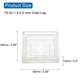 sourcing map 8pcs 3x3 in Rubber Furniture Caster Cups Square Chair Leg Floor Protectors Non-Slip Furniture Pads Grips Stoppers for Hardwood Floors, Transparent (Fit 1.4-2.2 Inch Chair Leg)
