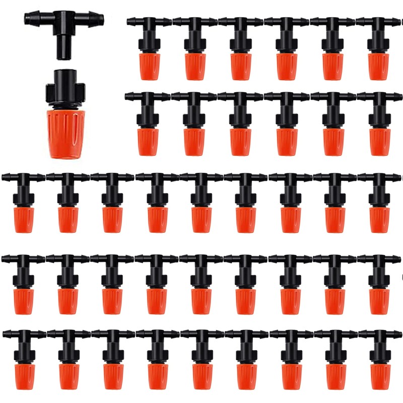 40 Pieces Watering Dripper with T-Joints, Adjustable Micro Drip Irrigation,