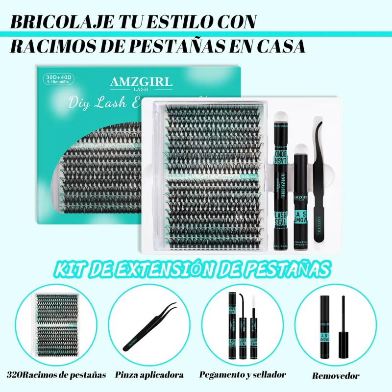 Kit De Extensiones De Pestañas Con Pegamento Amzgirl Lash
