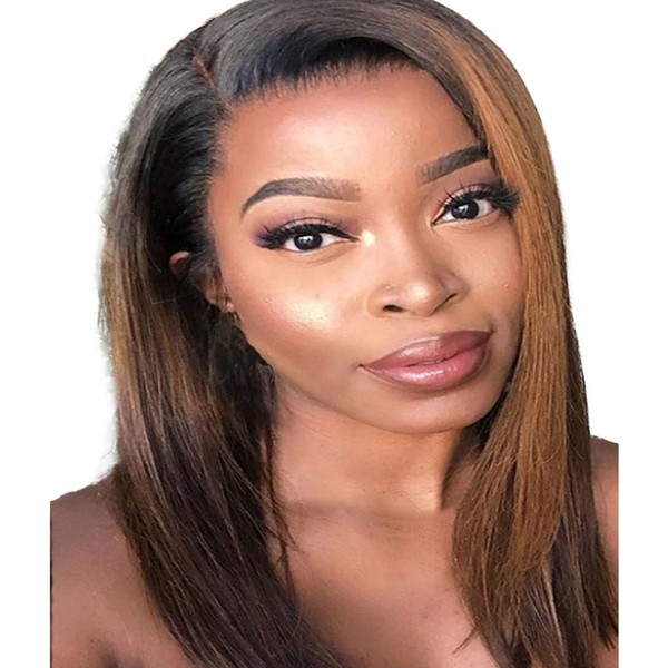 TQPQHQT Black Real Hair Wig, Human Hair Wig, 4x4 Free Part Lace Closure Wig, 150% Density, Transparent Lace Wig, Human Hair, Brazilian Virgin Hair Wig, 1B Colour Straight Wig, 30 Inches (76 cm)