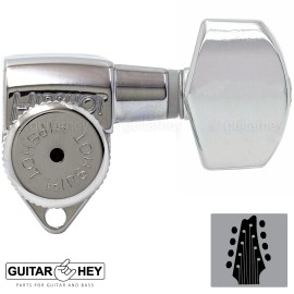 Hipshot NEW Hipshot 8-String Grip-Lock LOCKING TUNERS Small Hex Buttons 4x4 Set - CHROME