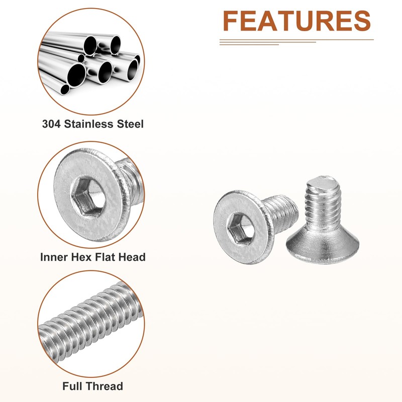 DTGN M3-0.5 x 6mm Flat Head Socket Cap Screws, 100