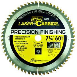 IVY Classic 36078 Premium Swift Cut 7-1/4-Inch 60 Tooth Carbide Circular Saw Blade with 5/8-Inch Diamond Knockout Arbor, 1/Card