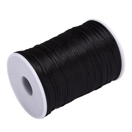 Nylon Satin Cord 2.5mm Nylon Bead Cord Necklace Cord Chinese Knot Cord for Friendship Bracelets Necklaces Jewelry Making 100 Yards(Black)