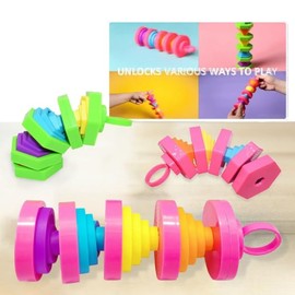 Magic folding blocks fidget toys - Transformable and spining - Stress Anxiety relief toy for ADHD Autism special needs- Finger toy extend retract up down - Gift for Adults & Kids! (Green Hexagon)