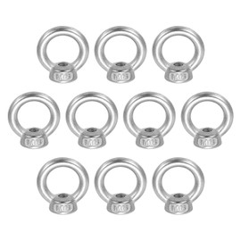 sourcing map M6 Lifting Eye Nut, 304 Stainless Steel Ring Shape Female Thread Nuts Fastener for Engineering Port Marine Fixing Silver, Pack of 10