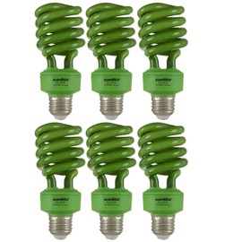 Sunlite SL24/G/6PK CFL Spiral Colored Bulb, 24 Watt (100W Equivalent), Medium Base (E26), 8,000 Hour Life Span, UL Listed, 6 Pack, Green, 6 Count
