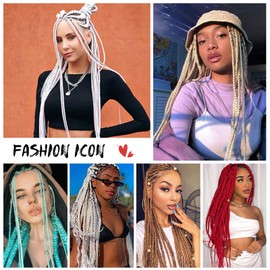 Braiding Hair Pre-Stretched Braiding Hair, 8 Packs Ombre PreStretched Braiding Hair for Crochet Twist Braids Hair for Black Women (66 cm - 26 Inches (6 Pack), White#)