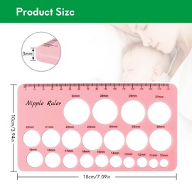 Nipple Measurement Tool Compatible with Flange Inserts, Flange Size Measure for Nipples, Nipple Sizer Measure, Nipple Flange Insert Measuring Tool, Nipple Ruler for Breast Pump Flange Sizing (Pink)