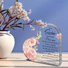 Flower & Letter Pattern Acrylic Heart Shaped Plaque, 1 Count