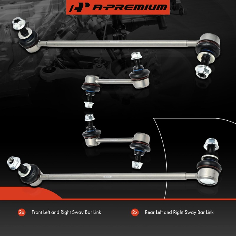 A-Premium Set of 4, Front & Rear Sway Bar Links