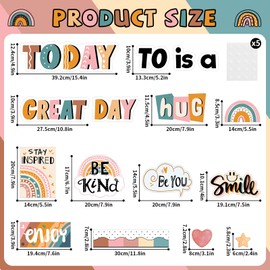 Today is A Great Day Bulletin Board Set Boho Rainbow Motivational Classroom Decor for Teachers Positive Affirmations Accents Inspiration Cutouts for Class School Bulletin Board Decoration Supplies