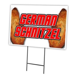 German Schnitzel 18"x24" Yard Sign & Stake Outdoor Plastic Window | Advertise Your Business | Stake Included Image On Front Only | Made in The USA
