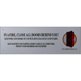 Buildingsigns.com In A Fire Close All Doors Behind You Sign, Safety Sign - hpd nyc sign-fdny sign