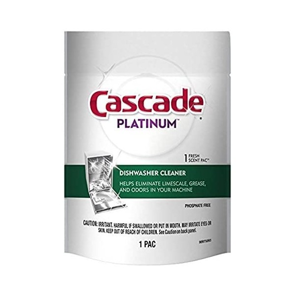 2-Cascade Platinum Dishwasher Cleaner 1-Fresh Scent Pac