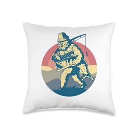 Angel Fishing, lustige Sprüche Funny Bear Fishing Salmon Graphic for Men Women Children Throw Pillow, 16x16, Multicolor