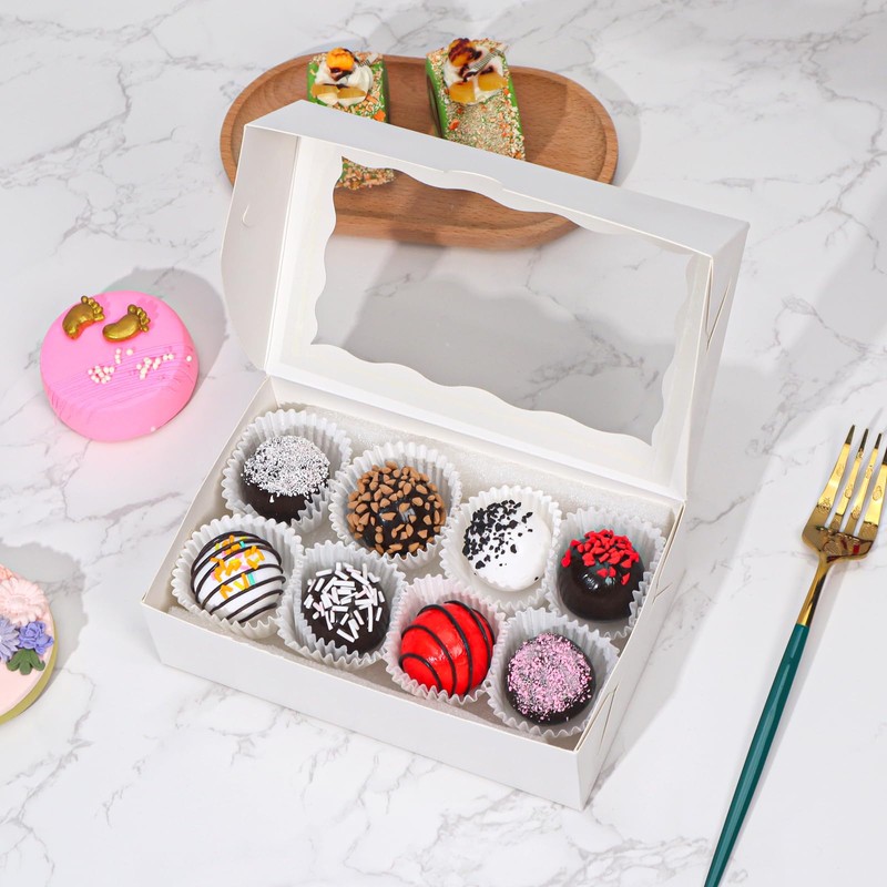 TEMLQPACK 25pcs 7x4.3x2 Inches White Chocolate Covered Strawberries Cookies Cakesickle