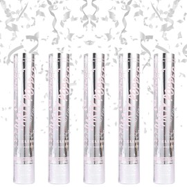 Rppiup 5pcs Confetti Cannons, 30cm Party Poppers, Large Wedding Confetti Cannon,6m Effect Height, Biodegradable Confetti for Party, Weddings, Anniversary, Graduation, New Year, Celebration(Sliver)