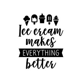 Vinyl Wall Art Decal - Ice Cream Makes Everything Better - 27.5" x 22" - Modern Funny Quote Sticker Popsicles Cone Icons for Kids Room Home Playroom Kitchen Sorbet Store Decor