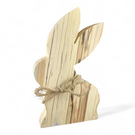 Sitzender Hase mit Juteschnur-Schleifchen - Flühlingsdeko - rustikale Dekoration in Geschenkverpackung - Nachhaltig hergestellt in Deutschland