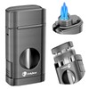 LIHTUN Multi-Function Cigar Torch Lighter - Built-in Cigar Holder &