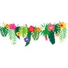 JarThenaAMCS Tropical Flower Garland Luau Hibiscus Palm Leaves Paper Banner