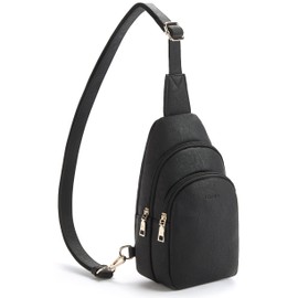 Telena Sling Bag for Women Leather Fanny Pack Crossboday Bags Sling Backpack for Women Black