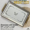 Hakan Rectangular Decorative Serving Tray 19x11.5-inch White-Butterfly with Glass Surface,