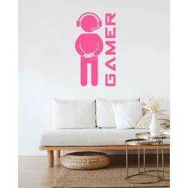 StickerDeen | Computer Gamer - Gaming Kids Children Boys Girls Teenager Bedroom, Man Cave Room Home PC, PS Wall Art Vinyl Decal Sticker Gift | (Large) (Baby Pink)
