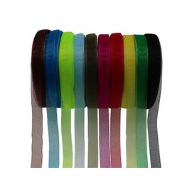 Cinta de organza de 1000 yardas (20 rollos) Cinta transparente de 1/2 pulgada para decoración de fiestas, envolver regalos y manualidades (color mixto 1, 0.5 pulgadas)