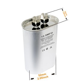 CBB65 Circular Run Capacitor, 450VAC 12.5 uf/MFD 50/60Hz Oval Start Capacitor - Very Suitable for Air Conditioning, Fan Capacitor, Etc. (12.5 uf, 2)