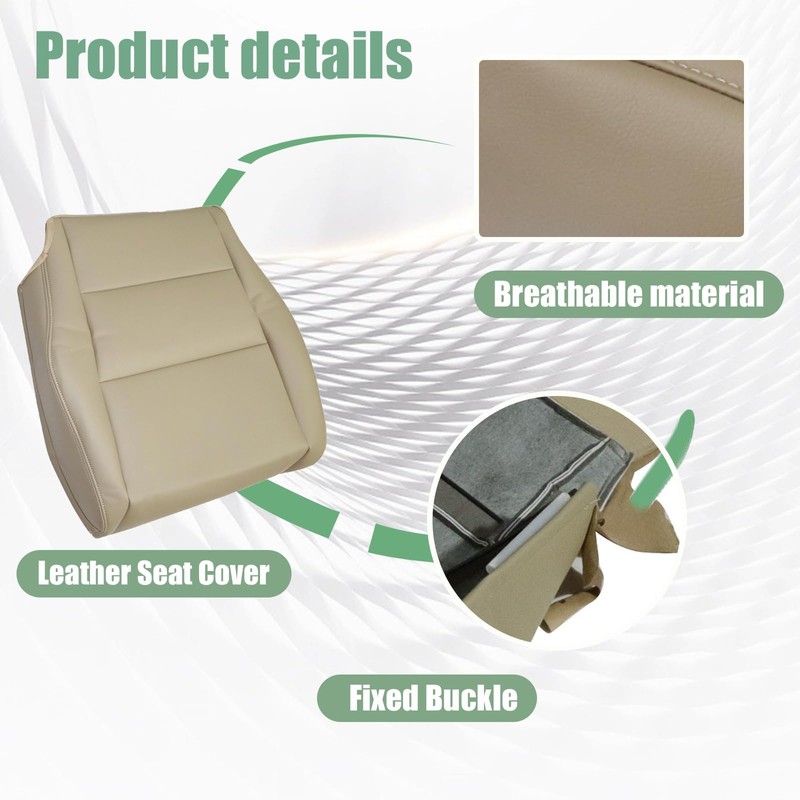 Priprilod Tan Leather Driver Side Bottom Replacement Seat Cover Compatible