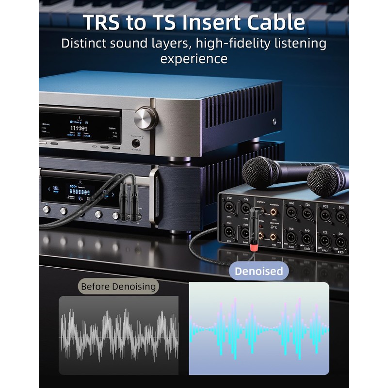 RIIEYOCA 1/4" TRS to Dual TS Mono Insert Y Splitter