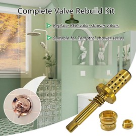 Complete REB Valve Rebuild Kit for Symmons Temptrol Valve with TA-10 Spindle Assembly, TA-4 Hot and Cold Seats T-35A/B Seat Removal Tools (Valve Rebuild Kit with TA-10 Spindle)