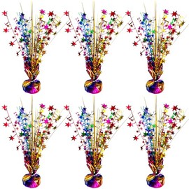 FUBININA - Paquete de 6 piezas de centro de mesa con diseño de arco iris, decoración de estrella, decoración de mesa, cumpleaños, Año Nuevo, fiesta, taco, mexicano, cinco de mayo, suministros para