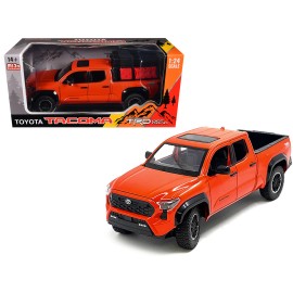2024 for Toyota Tacoma TRD Off-Road Edition Pickup Truck DCD Octane Orange Diecast Model Car 1/24 Scale Bed Camper Included