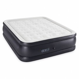18-Inch Raised Air Mattress for Home & Travel – Flocked Inflatable Bed with Built-In 110V Pump and Non-Slip Base