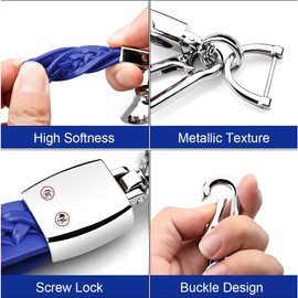 ZEPIQOR 2pcs Key Fob for Car Motorcycle Key Fob Leather Braided Lanyard D Ring Key Ring Replacement Accessories for Car, multicoloured