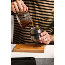 CAFE CONCETTO Reusable Coffee Cup 8oz/230ml - Premium Insulated Tumbler with Lid - Keep On-The-Go Drinks from Water to Wine Hot or Cold - Stainless Steel (Graphite)