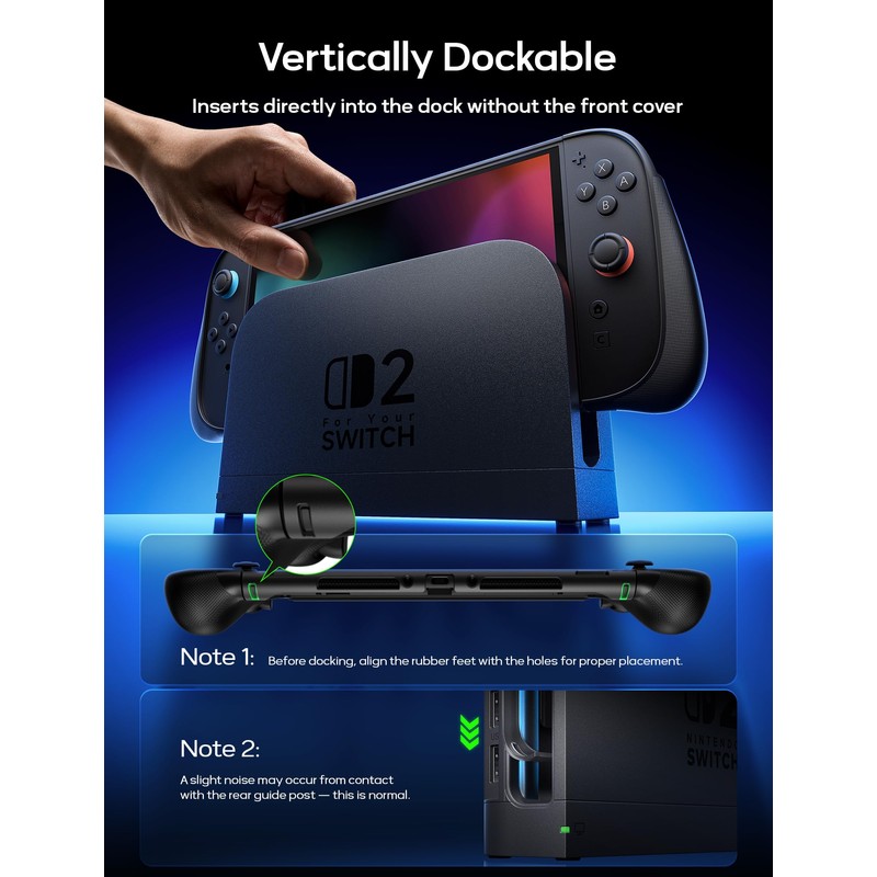 JSAUX Protective Case for Switch 2, Split Grip Case with