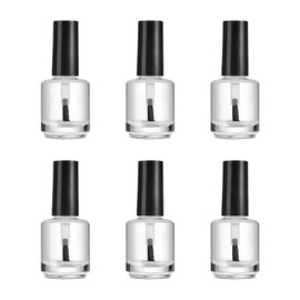 ccHuDE 6 Pcs 15ml Refillable Nail Polish Bottles Empty Glass Nail Bottles Small Fingernail Polish Bottles Round Nail Polish Containers with Brush Cap Clear