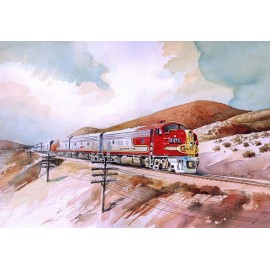 Bella Terra Publishing Santa Fe ATSF Classic Warbonnet Streamliner EMD Locomotive Art Notecards - Boxed Set of 6