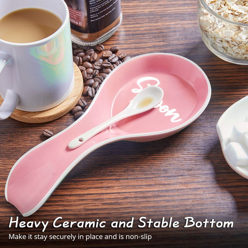 Ceramic Spoon Rest for Stove Top, DAYYET Large Spoon Holder,