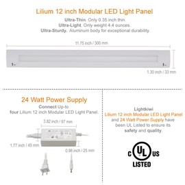 Lightkiwi J8966 Lilium 12 Inch Warm White Modular LED Under Cabinet Lighting - Premium Kit (3 Panel)