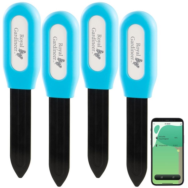 Royal Gardineer Plant Sensor: Set of 4 Smart Plant Soil