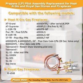 JKLESA 446-511A, SRV446-511A Propane (LP) Pilot Assembly Replacement, Compatible with Heat N Glo and Royal Gas Stoves and Fireplaces, for Standing Pilots Only, Not Fits DSI Units