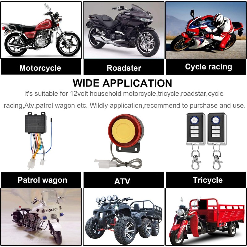 Snlazp Motorcycle Anti-Theft Alarm Security System, Control Engine Start Bike